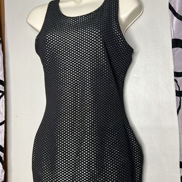 Material Girl fitted racer back gold sparkle dress size medium - Picture 7 of 11